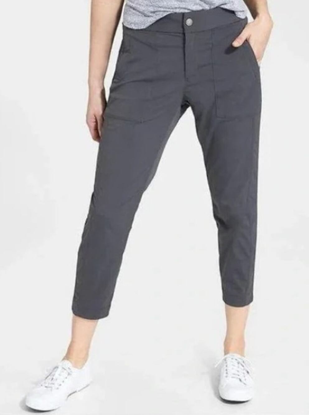 Athleta Trekkie 2.0 Crop Pants, Charcoal Gray, Size 14